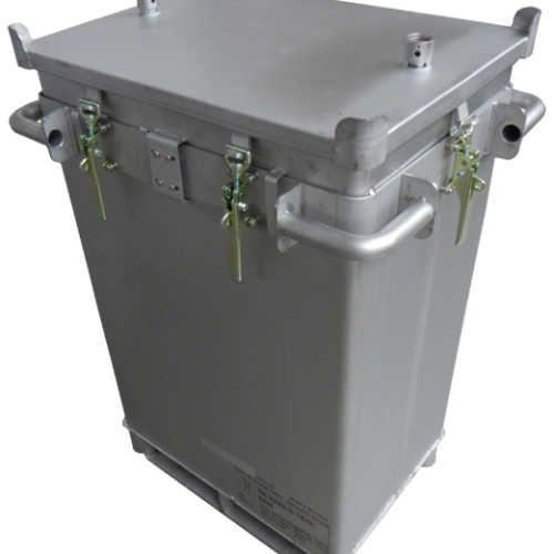 Contenedor de transporte de baterías Genius Lio Guard S-Box X2 E en acero inoxidable para baterías de iones de litio, incluye pyrobubbles.