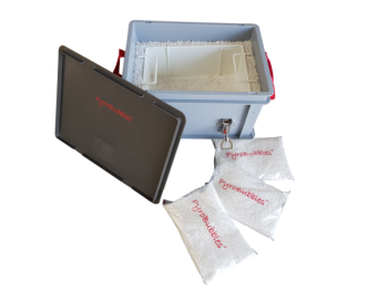 Genius Lio Guard XS-Box 1 Contenedor de plástico premium para baterías de Li-ion incl. Pyrobubbles