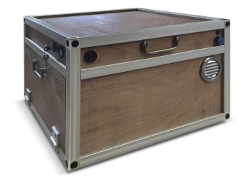 Caja cuadrada Raclan - Caja para almacenamiento con sistema de descarga integrado para baterías de iones de litio