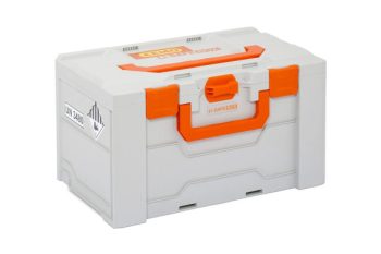 Caja de protección contra incendios CEMO Li-SAFE 2-L para sistemas de baterías de iones de litio.