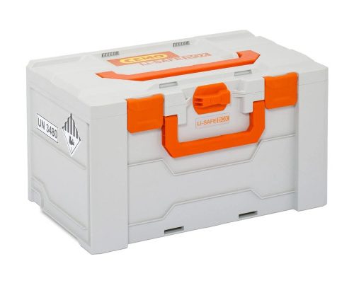 Caja de protección contra incendios CEMO Li-SAFE 2-L para sistemas de baterías de iones de litio.