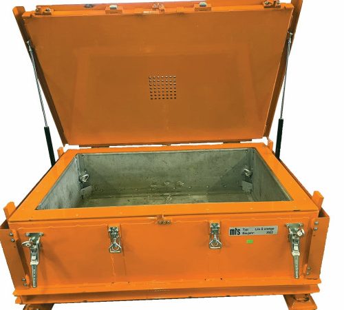mts LiioBox naranja S Contenedor de transporte y almacenamiento de acero inoxidable para baterías de iones de litio incl. material de relleno