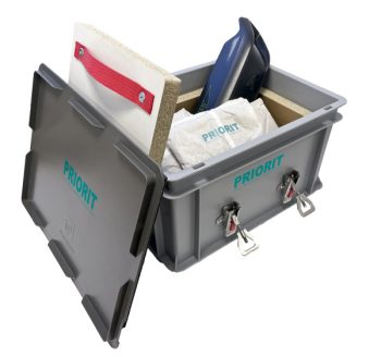 Contenedor de almacenamiento y transporte PRIOPACK-T para baterías de iones de litio pequeñas