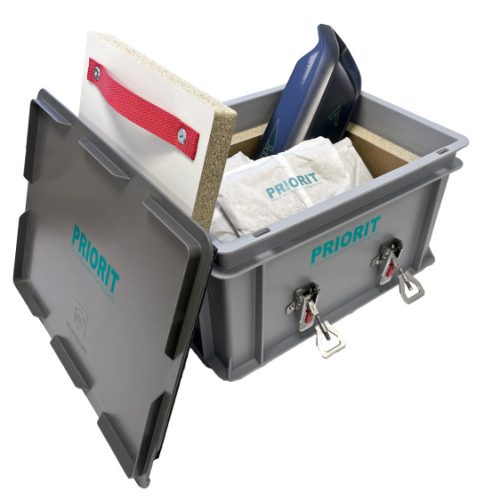 Contenedor de almacenamiento y transporte PRIOPACK-T para baterías de iones de litio pequeñas